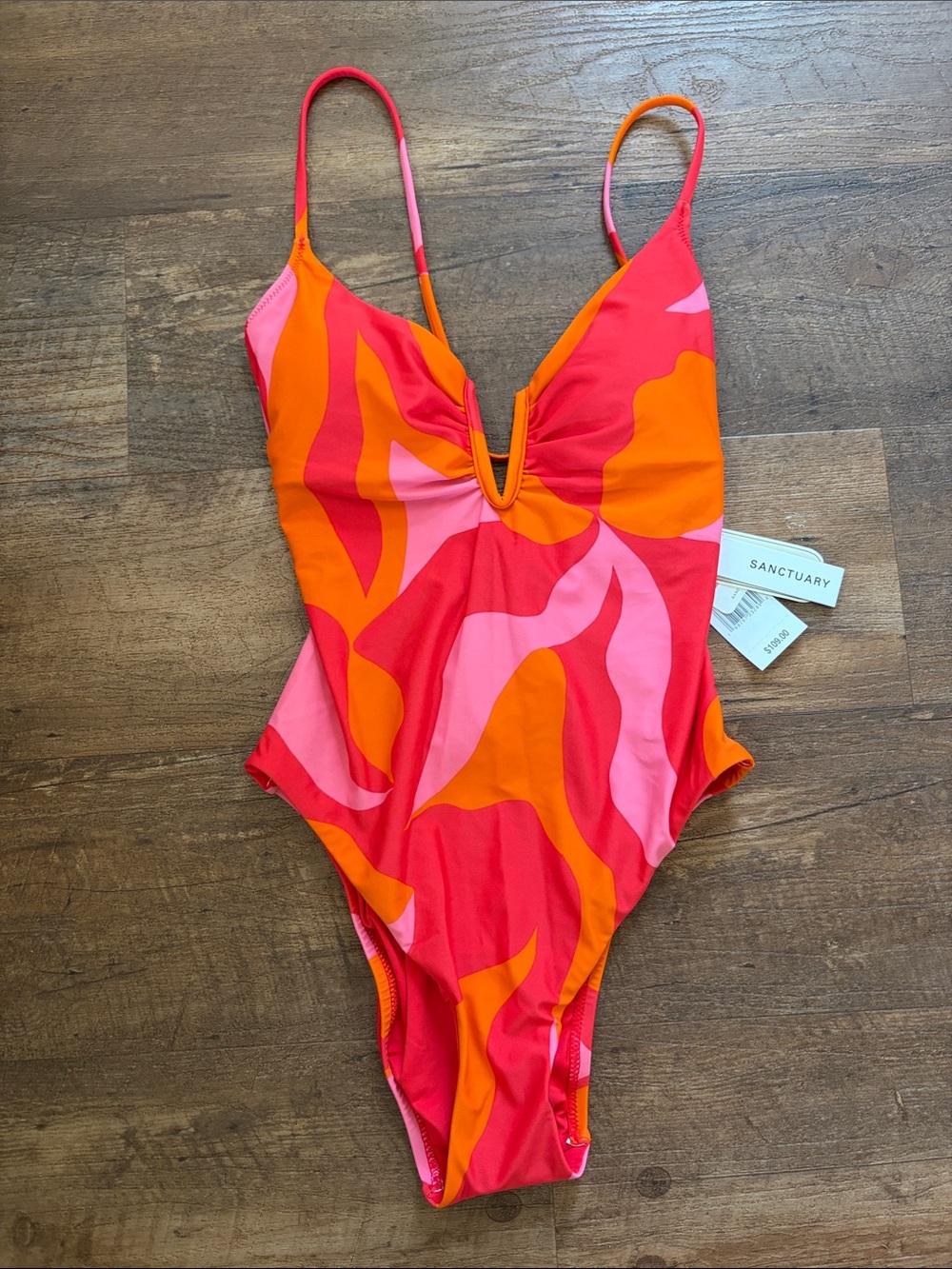 Sanctuary Heat Wave V-Wire Tie Back One Piece Swimsuit